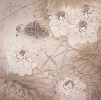 谢少威 荷花图 镜心